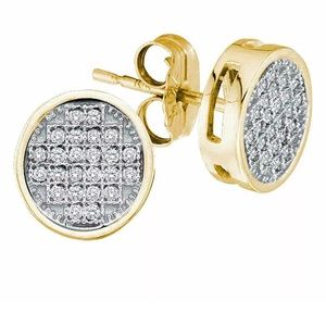 10kt Yellow Gold Womens Cluster Earrings 1/10 Cttw